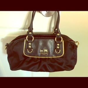 Coach satin & leather satchel